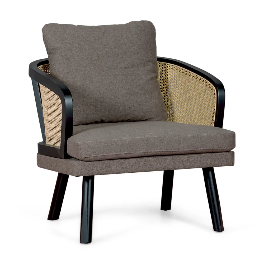 Sillón Leeds de Ratán Natural y Cojín de Algodón | Estilo Vintage Nórdico