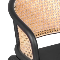 Morley Chair in Natural Rattan | Retro Design with Leatherette Cushion