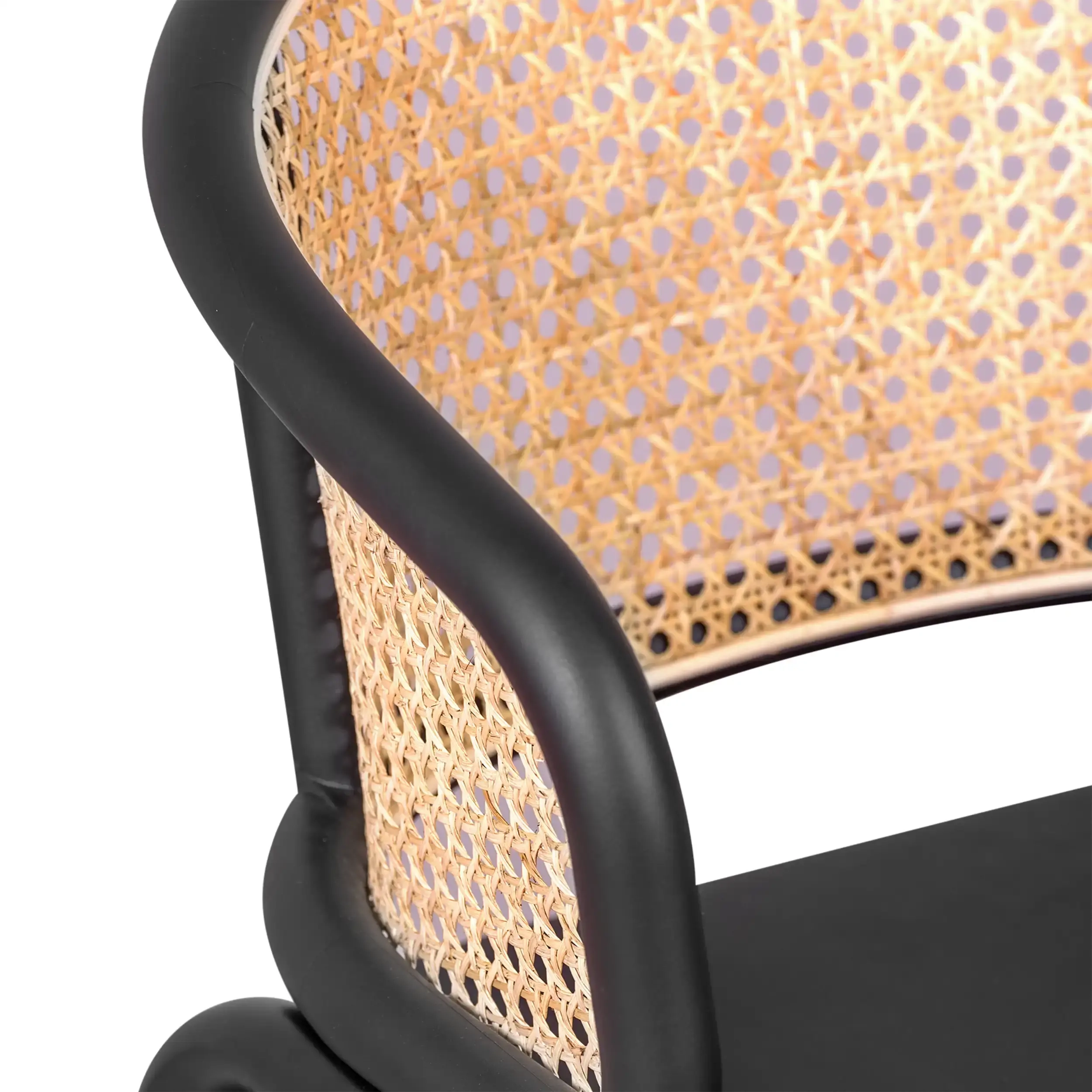 Morley Chair in Natural Rattan | Retro Design with Leatherette Cushion