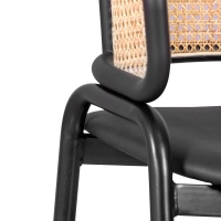 Morley Chair in Natural Rattan | Retro Design with Leatherette Cushion