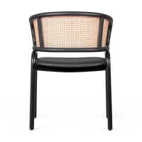 Morley Chair in Natural Rattan | Retro Design with Leatherette Cushion