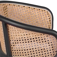 Morley Chair in Natural Rattan | Retro Design with Leatherette Cushion