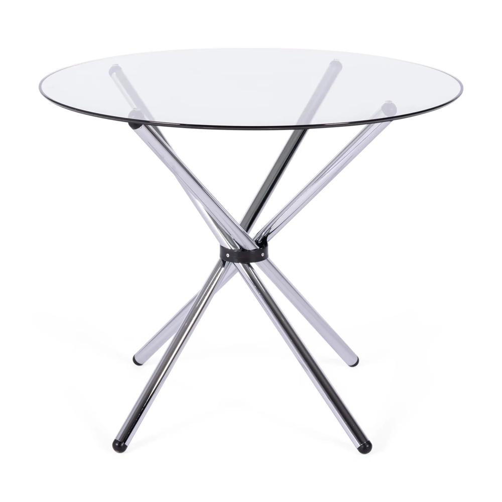 Mesa Redonda de Cristal 80 cm | Diseño Moderno para Cocina y Comedor