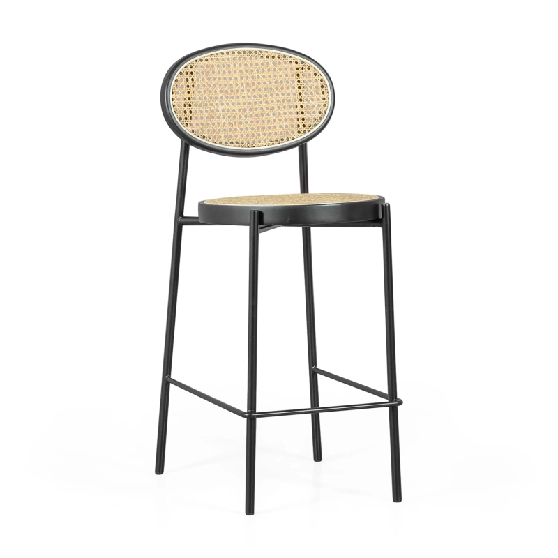 Barstoel Vintage Bar Preston Rotan, naturel 65 cm - Antiek Mobelarium