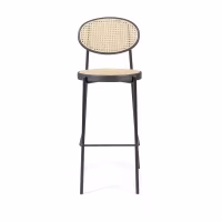 Taburete Vintage Preston 75 cm | Ratán Natural y Estructura Negra