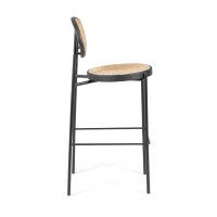 Stool Vintage Preston 75 cm | Natural Rattan and Black Structure