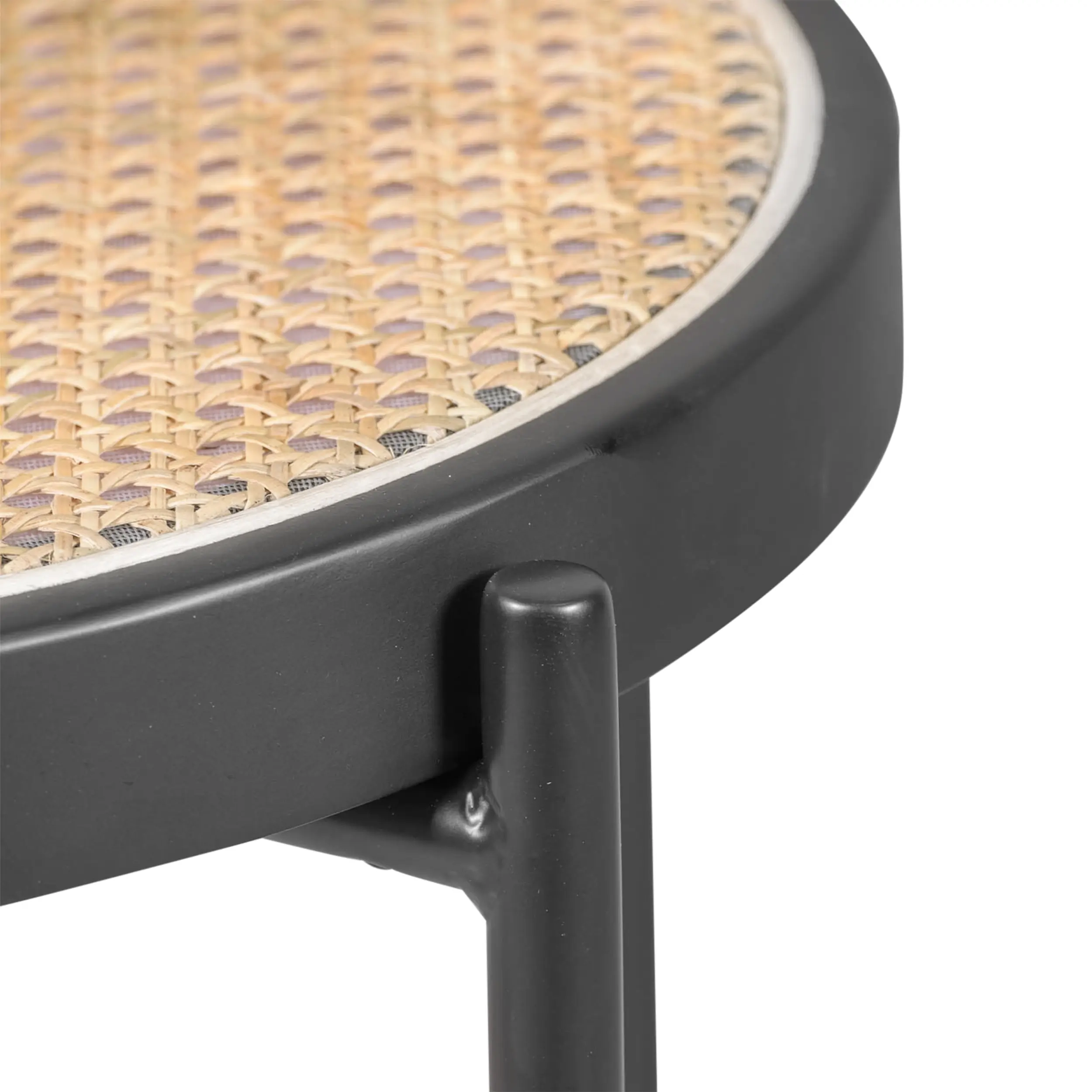 Stool Vintage Preston 75 cm | Natural Rattan and Black Structure