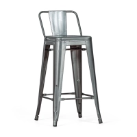 Replik des Metallhockers mit niedriger Rückenlehne Tolix in 66 Zentimetern, inspiriert von dem Design von Xavier Pauchard