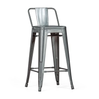 Replica of the metal stool with low backrest Tolix in 66 centimeters, inspired by the design of Xavier Pauchard