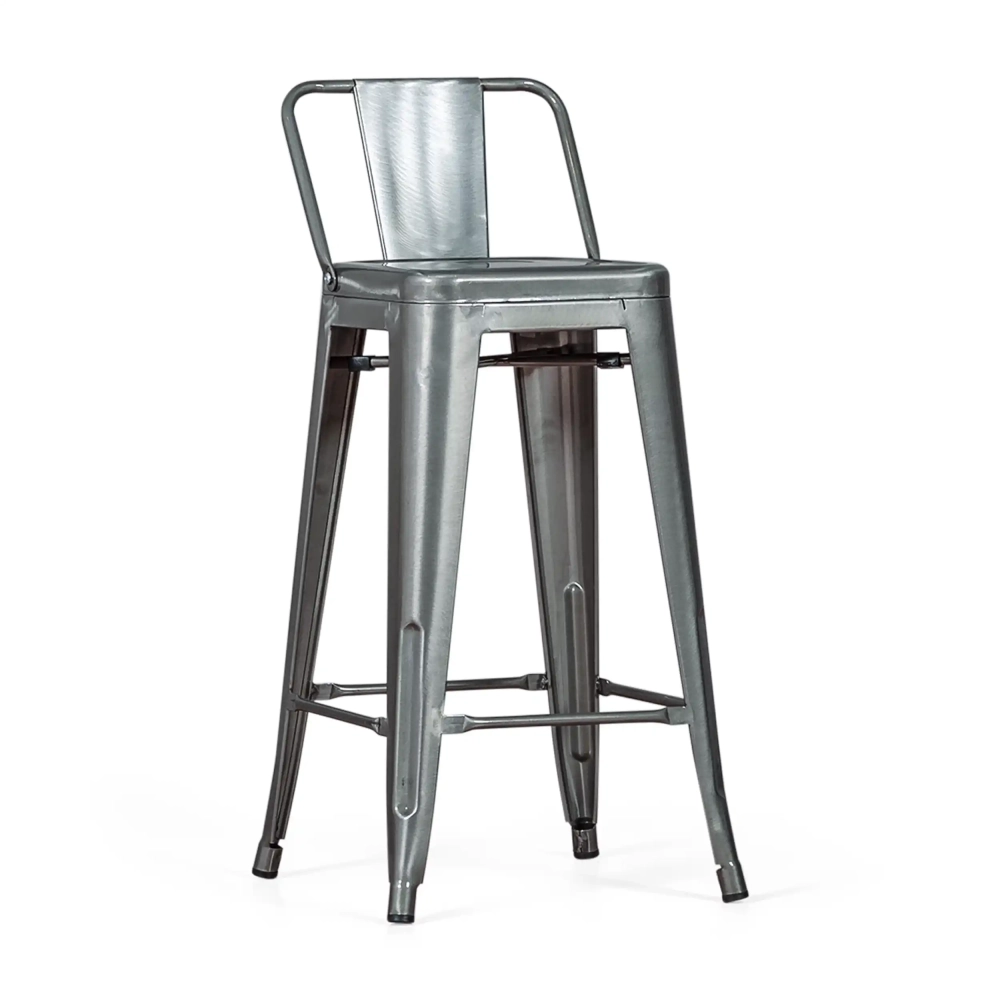 Replica of the metal stool with low backrest Tolix in 66 centimeters, inspired by the design of Xavier Pauchard