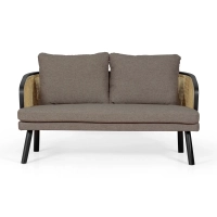 Divano a 2 posti Leeds in rattan naturale e stile vintage Scandinavo
