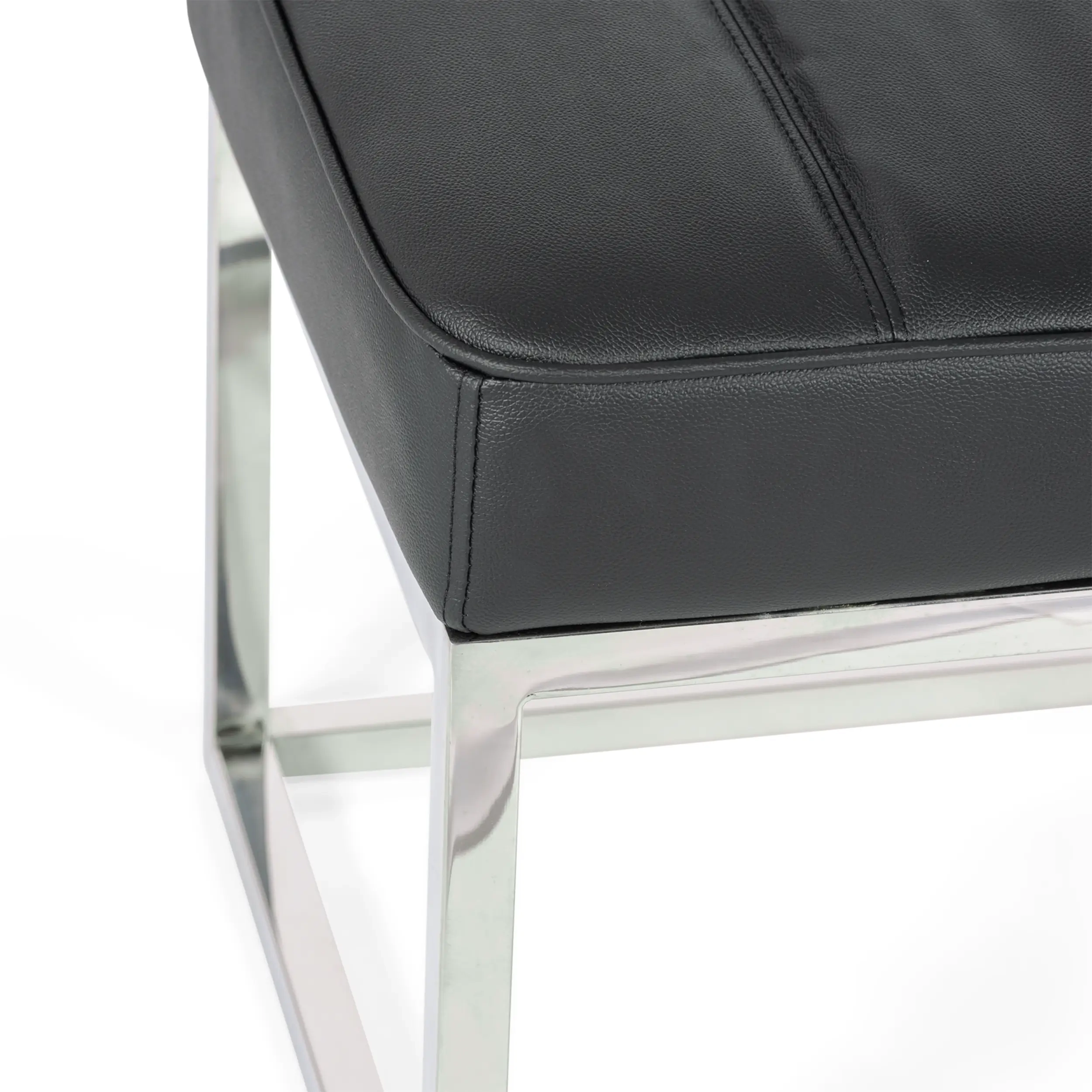 Praga Design Bench in Chrome-plated Steel and Leatherette | Modern Style