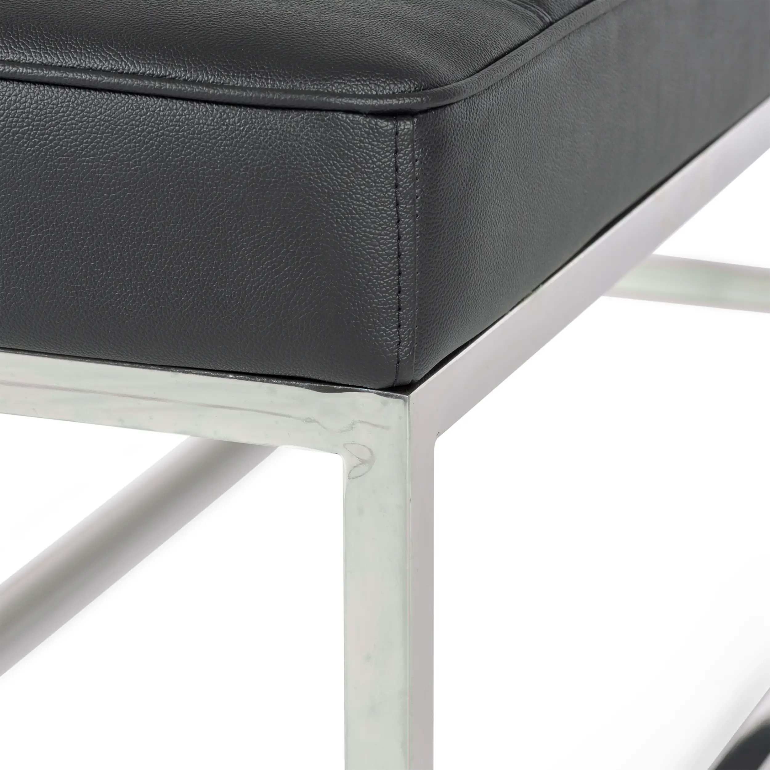 Praga Design Bench in Chrome-plated Steel and Leatherette | Modern Style