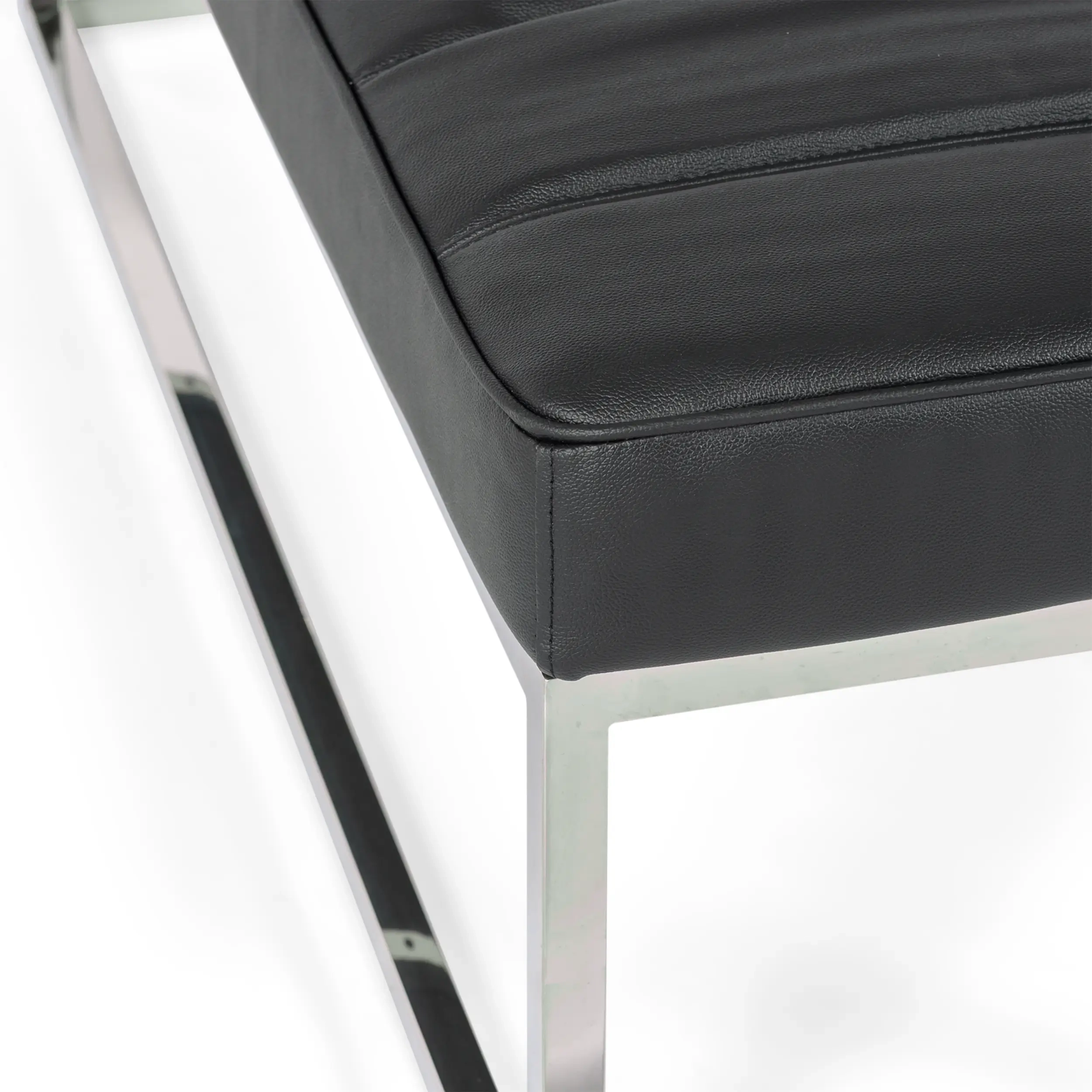 Praga Design Bench in Chrome-plated Steel and Leatherette | Modern Style
