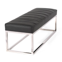 Praga Design Bench in Chrome-plated Steel and Leatherette | Modern Style