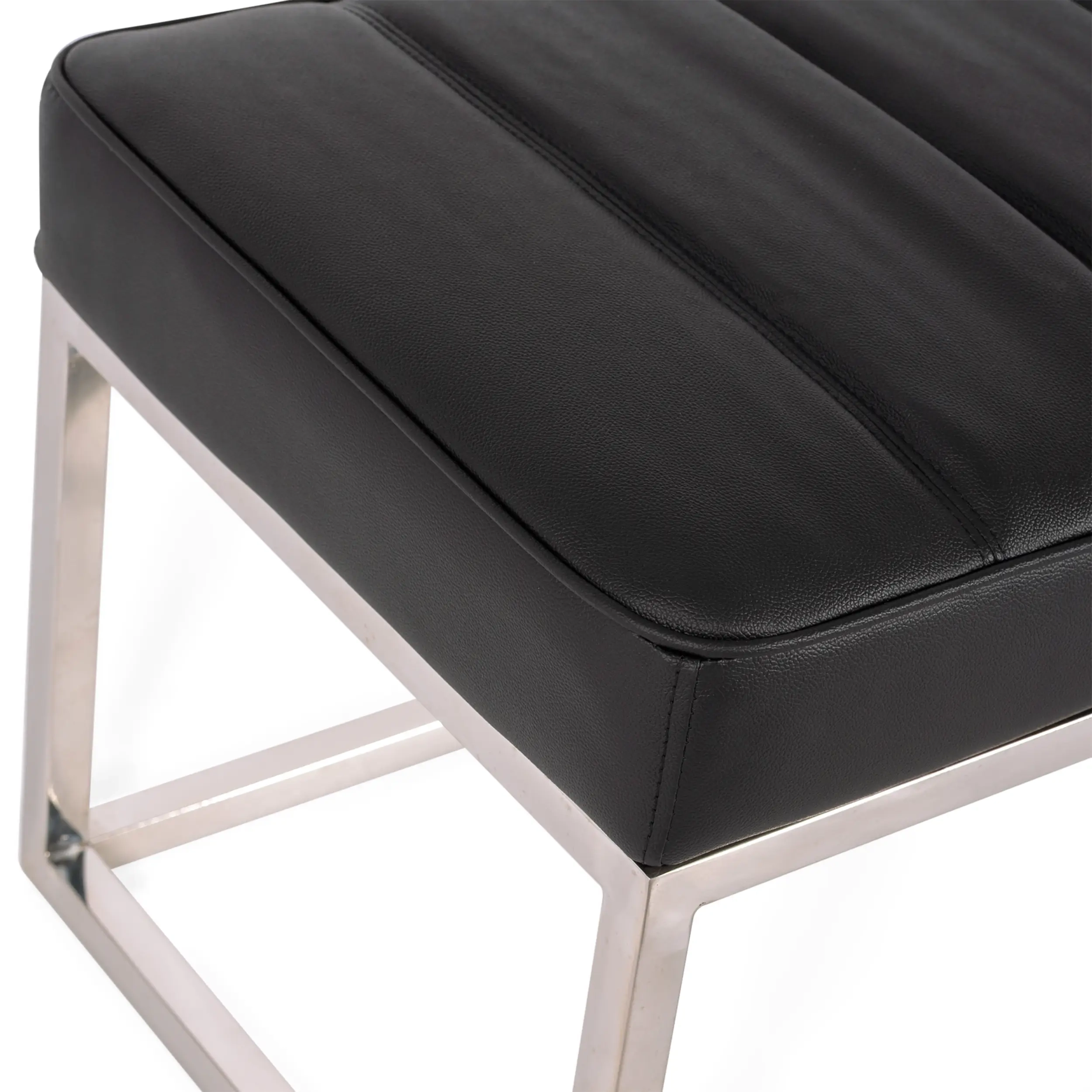 Praga Design Bench in Chrome-plated Steel and Leatherette | Modern Style