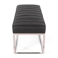 Praga Design Bench in Chrome-plated Steel and Leatherette | Modern Style