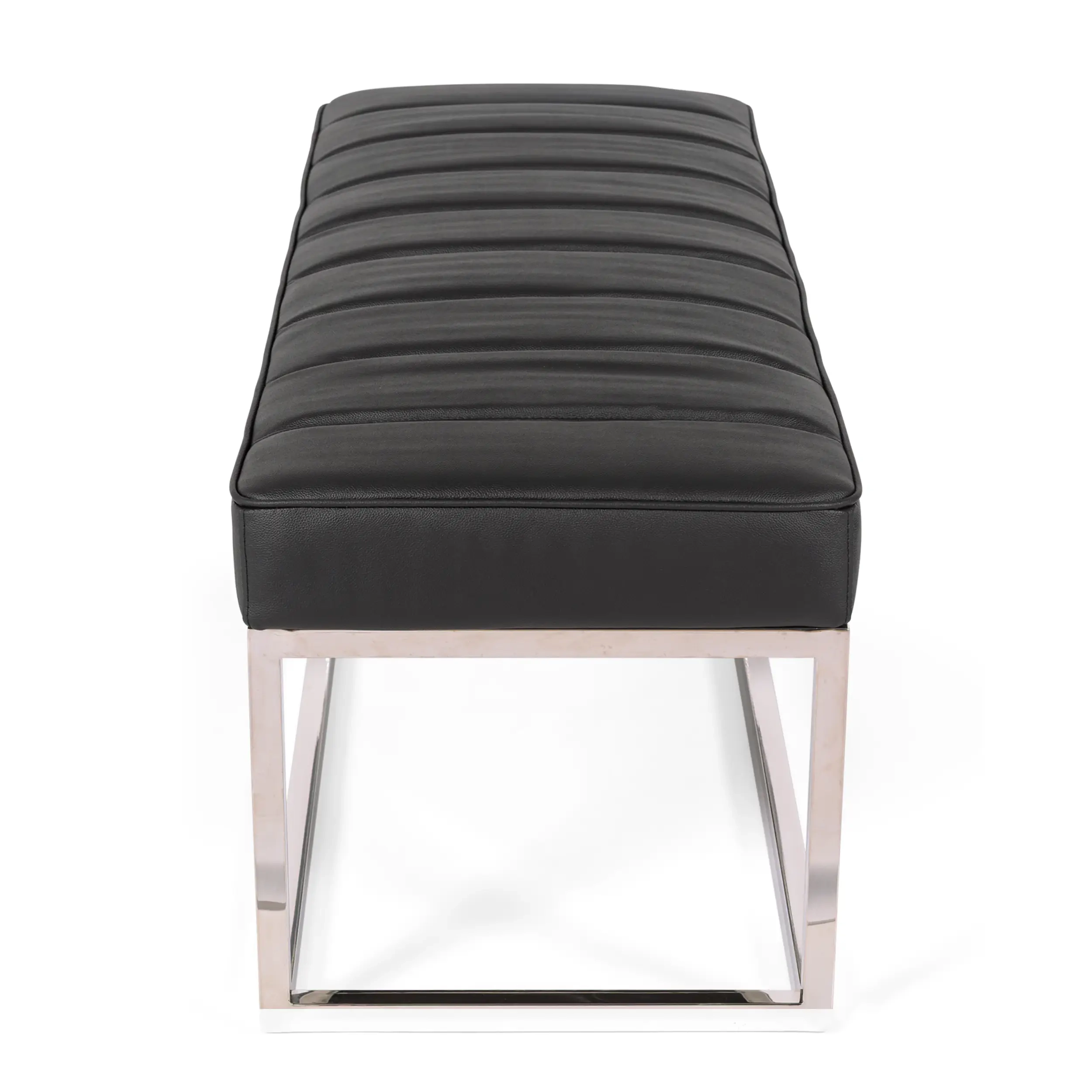 Praga Design Bench in Chrome-plated Steel and Leatherette | Modern Style