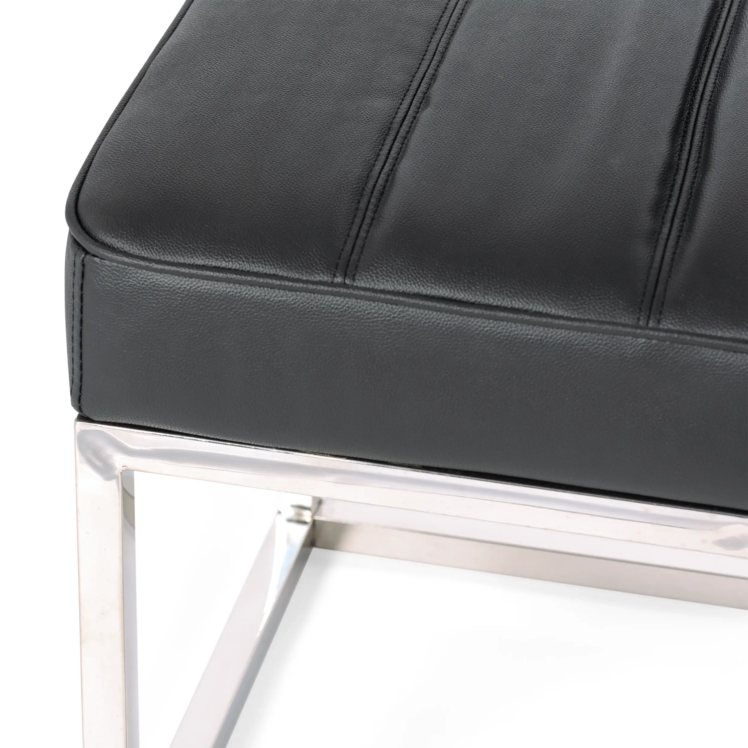 Praga Design Bench in Chrome-plated Steel and Leatherette | Modern Style