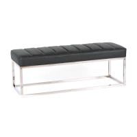 Praga Design Bench in Chrome-plated Steel and Leatherette | Modern Style