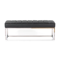 Praga Design Bench in Chrome-plated Steel and Leatherette | Modern Style