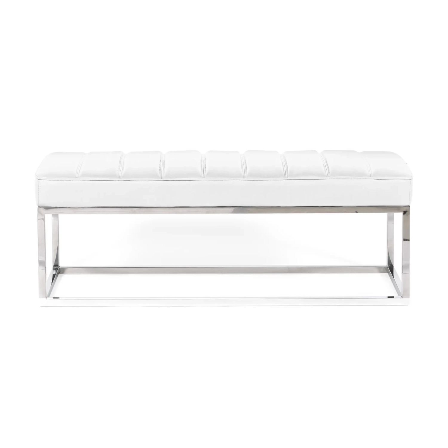 Praga designbänk i kromad stålplåt och konstläder | Modern stil