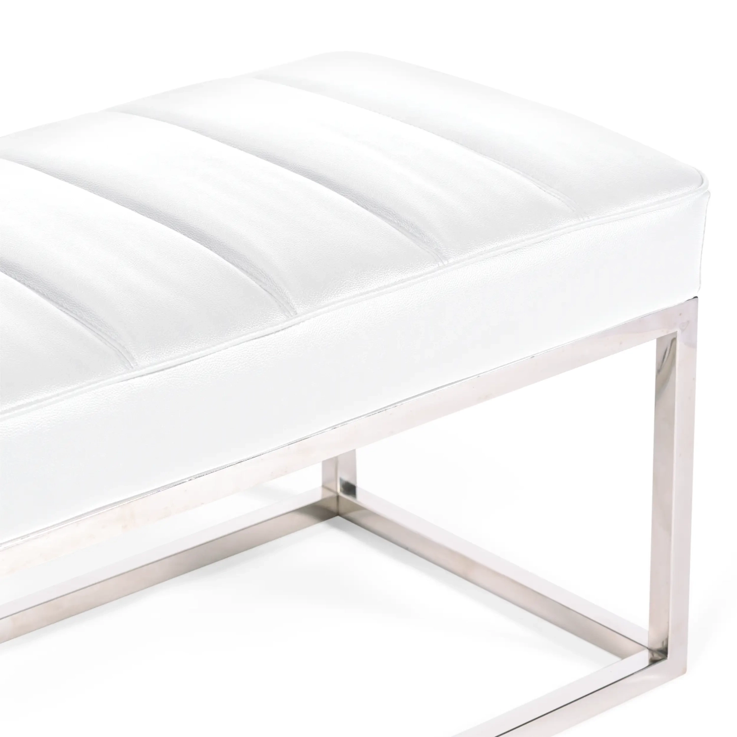 Praga designbänk i kromad stålplåt och konstläder | Modern stil