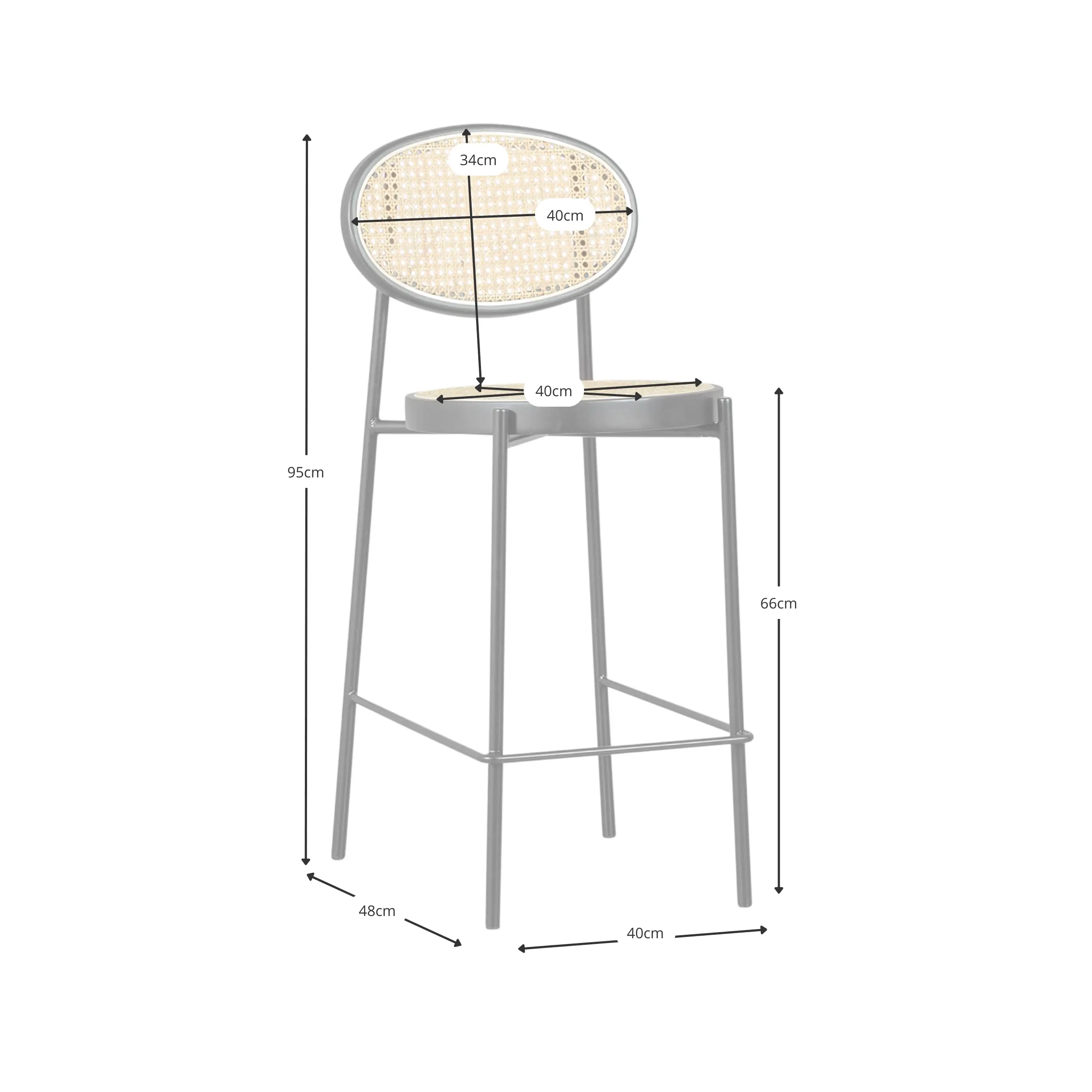 Stool Vintage Bar Preston Rattan Natural 65 cm - Mueble Design