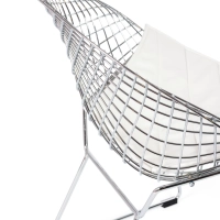 Replica Diamond Stuhl aus verchromtem Stahl und Kunstlederpolster - Bertoia Kollektion