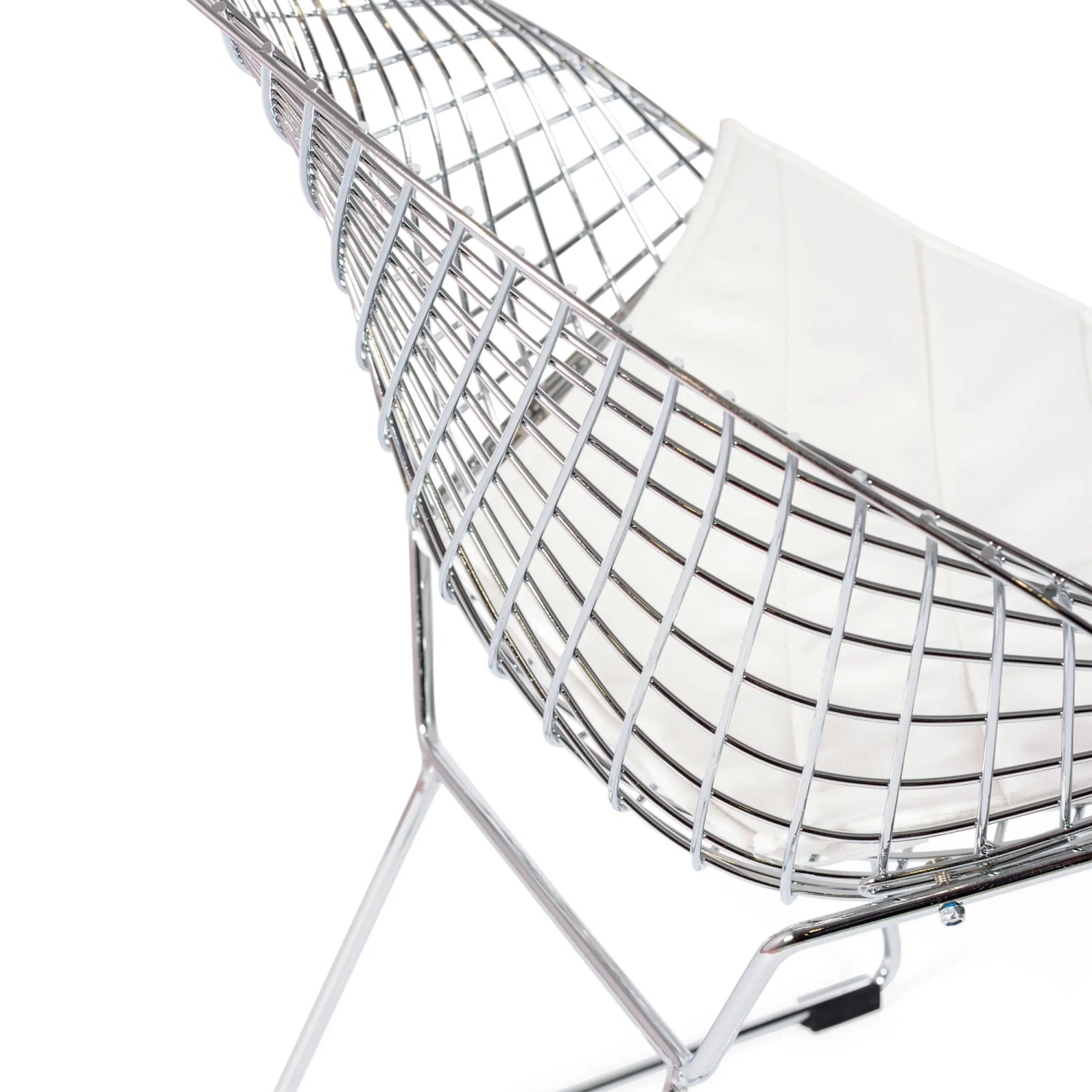 Replica della sedia Diamond in acciaio cromato e cuscino in similpelle - Collezione Bertoia