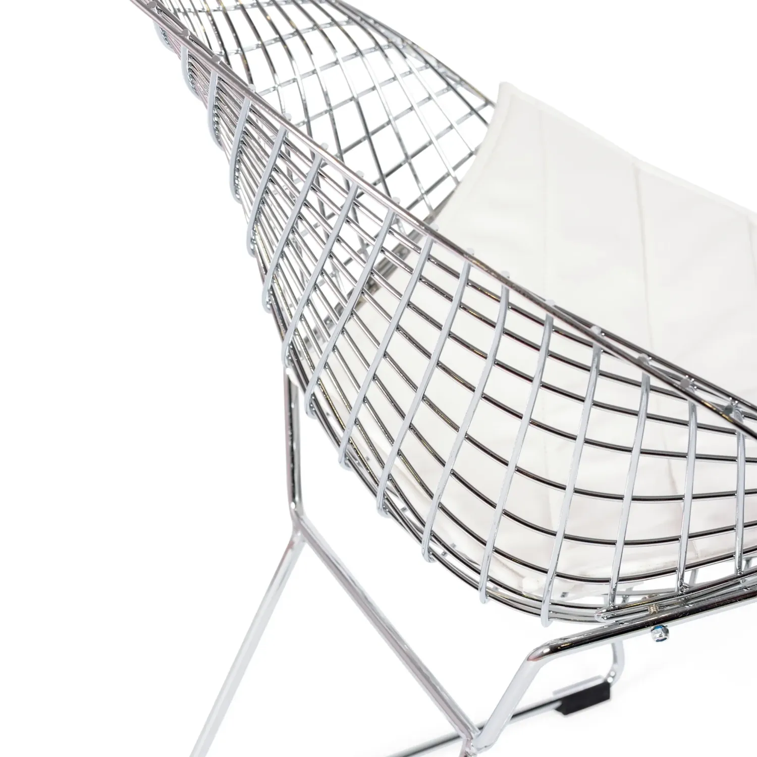 Réplica silla Diamond de acero cromado y cojín en polipiel - Colección Bertoia