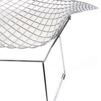 Replica Diamond-stol i förkromat stål och dyna i konstläder - Bertoia Collection