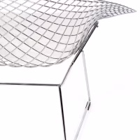 Réplica silla Diamond de acero cromado y cojín en polipiel - Colección Bertoia