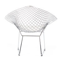 Réplique de la chaise Diamond en acier chromé et coussin en simili-cuir - Collection Bertoia