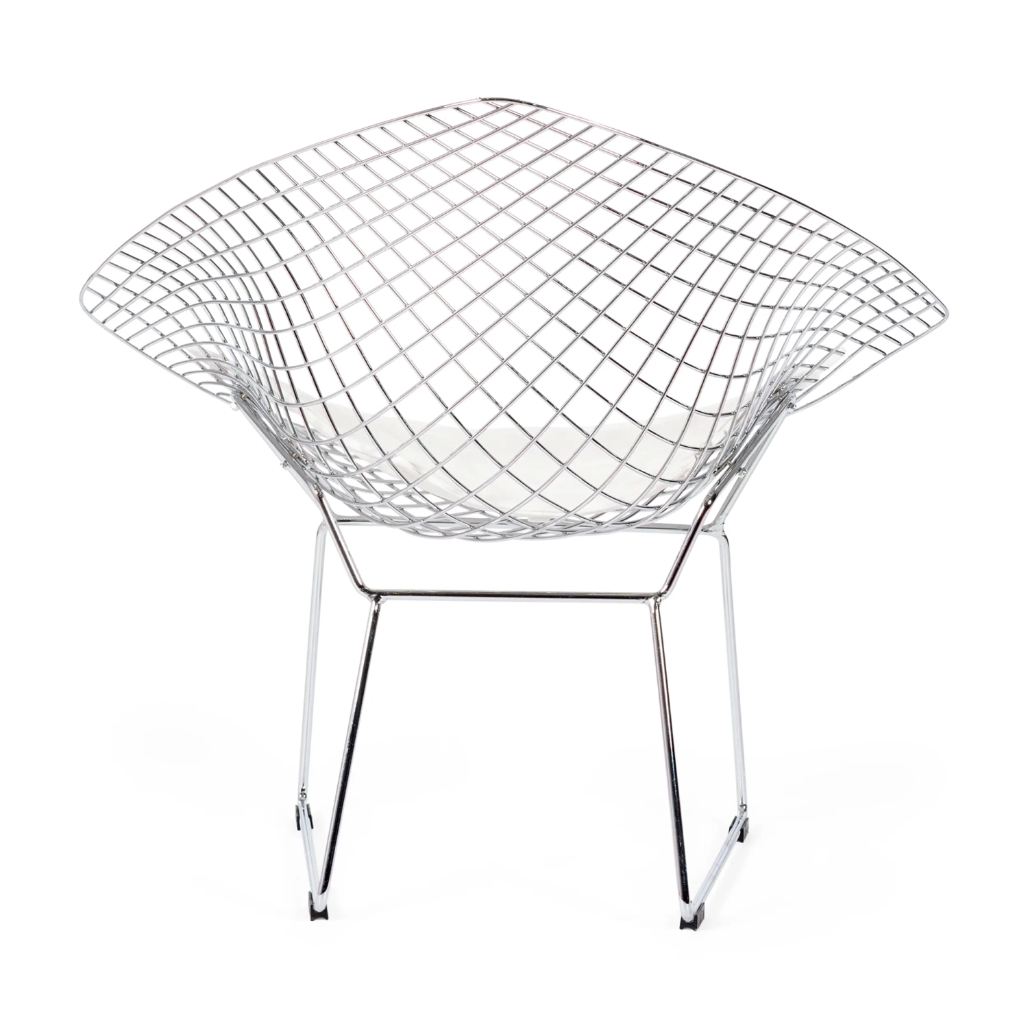 Replica Diamond-stoel in verchroomd staal en kunstlederen kussen - Bertoia Collection