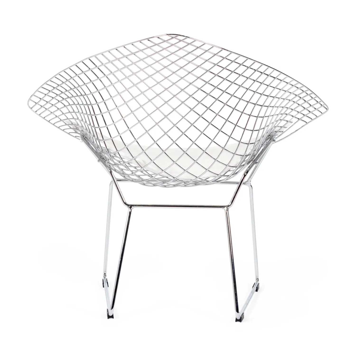 Réplica silla Diamond de acero cromado y cojín en polipiel - Colección Bertoia