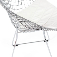 Replica Diamond-stol i förkromat stål och dyna i konstläder - Bertoia Collection