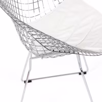 Réplica silla Diamond de acero cromado y cojín en polipiel - Colección Bertoia