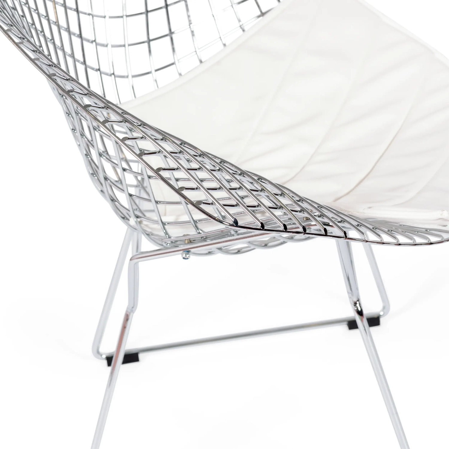 Replica Diamond-stoel in verchroomd staal en kunstlederen kussen - Bertoia Collection