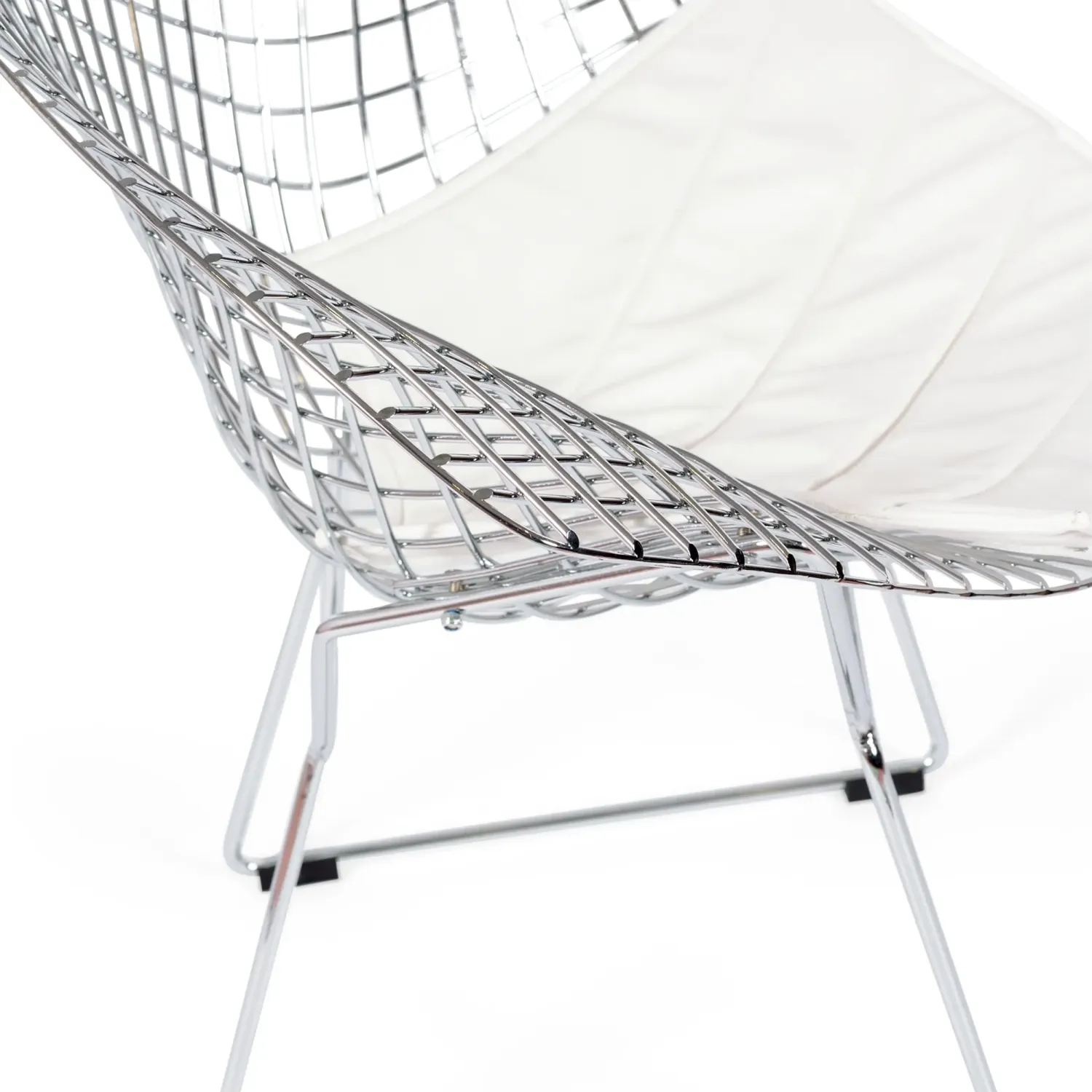 Réplica silla Diamond de acero cromado y cojín en polipiel - Colección Bertoia