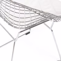 Réplica silla Diamond de acero cromado y cojín en polipiel - Colección Bertoia