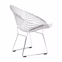Réplica silla Diamond de acero cromado y cojín en polipiel - Colección Bertoia