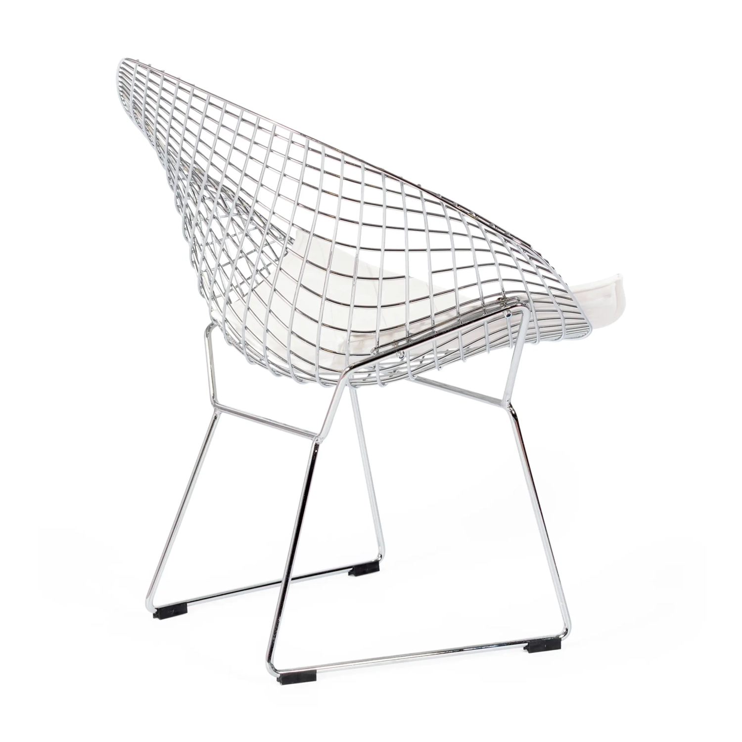 Replica Diamond-stol i förkromat stål och dyna i konstläder - Bertoia Collection