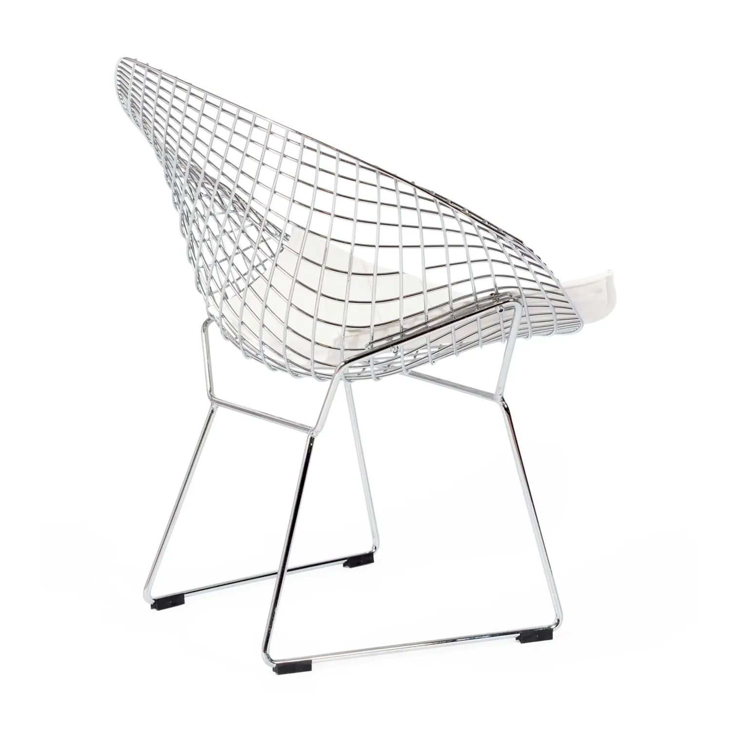 Réplica silla Diamond de acero cromado y cojín en polipiel - Colección Bertoia
