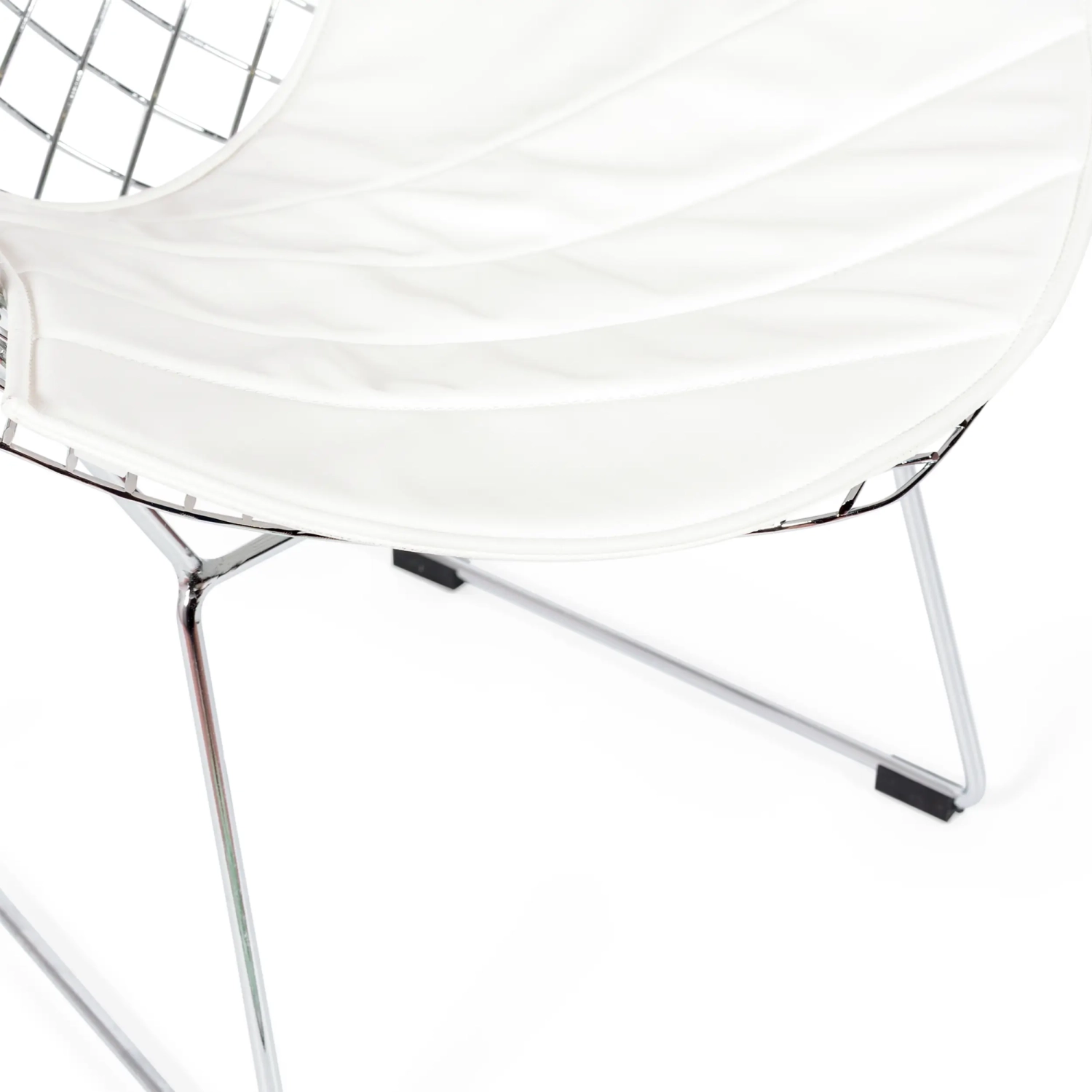 Replica Diamond-stol i förkromat stål och dyna i konstläder - Bertoia Collection