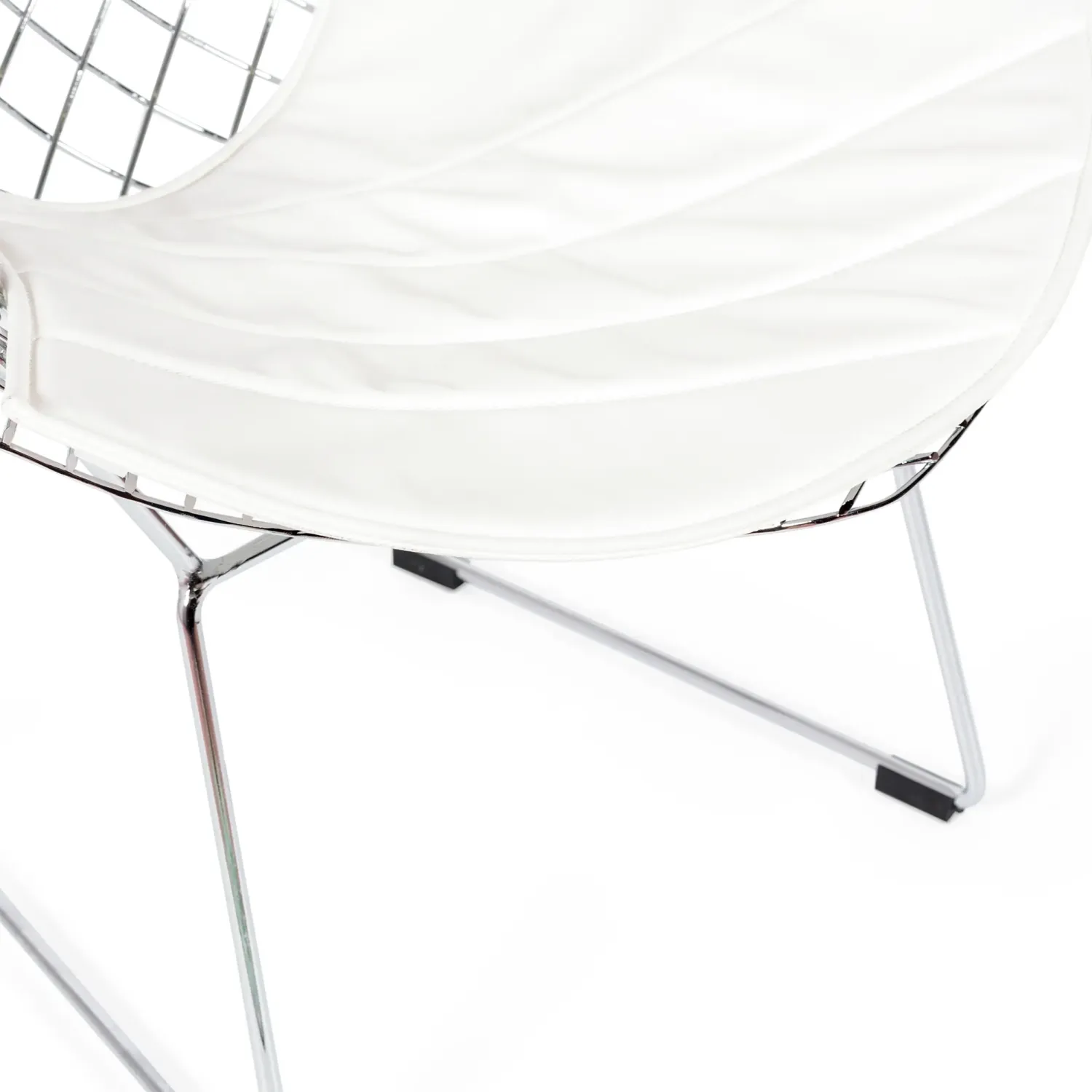 Réplica silla Diamond de acero cromado y cojín en polipiel - Colección Bertoia