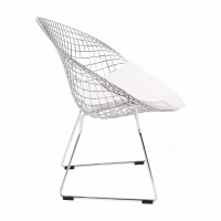 Réplica silla Diamond de acero cromado y cojín en polipiel - Colección Bertoia