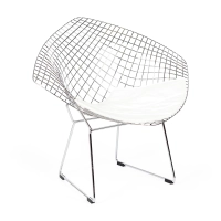 Replica Diamond Stuhl aus verchromtem Stahl und Kunstlederpolster - Bertoia Kollektion