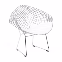Réplica silla Diamond de acero cromado y cojín en polipiel - Colección Bertoia