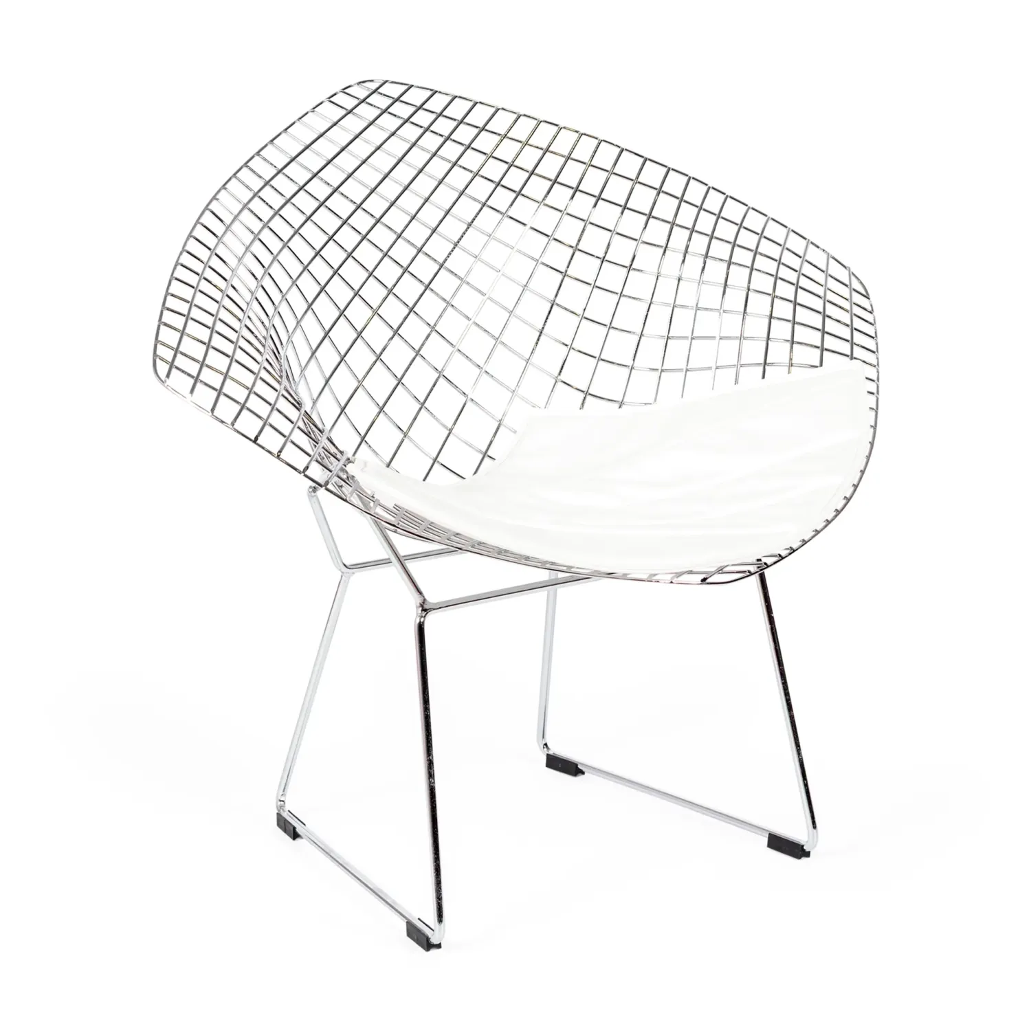 Réplica silla Diamond de acero cromado y cojín en polipiel - Colección Bertoia